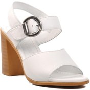 Resim Voyager 9750 Beyaz Hakiki Deri Kadın Topuklu Sandalet 001 