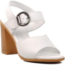 Resim Voyager 9750 Beyaz Hakiki Deri Kadın Topuklu Sandalet 001 