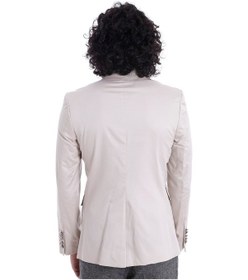 Resim Çift Düğmeli Cepli Omuz Detaylı Krem Erkek Ceket - Wessi Krem 