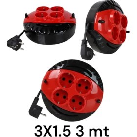 Resim Epilons Mini Kablolu Makara 4'lü 3mt (3x1,5cm)(1 Adet) 