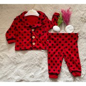 Resim Kırmızı Puantiye'li Bebek Pijama Takımı 