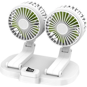 Resim Symbee 12v/24v Usb Çift Başlı Oto Fanı - 2 Hız Seçeneği, Portatif, 360 Döner, Sessiz Soğutma - Fl-111-usb Beyaz 