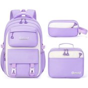 Resim Lumaworld Menekşe Kızlar İçin Ayarlanabilir Askılı Fermuarlı Rahat 3 Adet Mor Okul Sırt Çantası Ve Kalemlik Seti İlkokul Ortaokul Lise Öğrencileri İçin Menekşe 