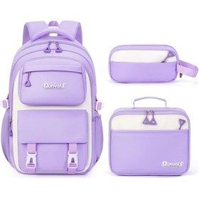 Resim Lumaworld Menekşe Kızlar İçin Ayarlanabilir Askılı Fermuarlı Rahat 3 Adet Mor Okul Sırt Çantası Ve Kalemlik Seti İlkokul Ortaokul Lise Öğrencileri İçin Menekşe 