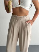 Resim Yüksel Bel Rahat Paça Pantalon - Kırık Beyaz 