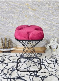 Resim Zafir Kare Siyah Boyalı Bordo Puf & Bench Puf Oturak - Bench - Ayak Ucu Oturak - Tabure - Makyaj Oturak Bordo 