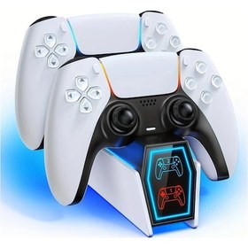 Resim Honeybeeshop Playstation 5 Kontrol Cihazı Şarj İstasyonu Edge Uyumlu Led Göstergeli Şarj Dock Standı Beyaz 