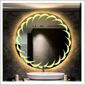 Resim Dnr-Mirror50 Cm Günışığı Ledli Tasarım Kumlamalı Banyo Aynası Makyaj Aynası Işıklı Ayna 