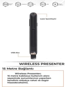 Resim gaman Slim Kablosuz Lazerli Kalem Tipi Wireless Sunum Kumandası Cepte Taşınabilir Özel Kılıfında 