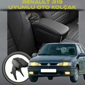 Resim Renault R 9 Broadway Uyumlu Kol Dayama ve Kolçak Sürgülü Bardaklıklı Ayarlanabilir Siyah Deri 