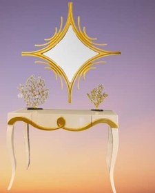 Resim Dresuar 18471 CNC KABARTMA Model Kayın aslan ayak Parlak BEYAZ-GOLD uyum El yapım 