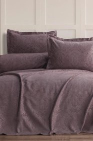 Resim Aren 3 Parça Çift Kişilik Pike Takımı 240x260 Pudra Pudra 