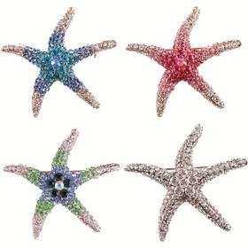 Resim Starfish Rhinestone Brooch Pin - Kadınlar için Seksi Alaşım Göğüs Tokası Aksesuarı, Çok Renkli Parlayan Denizyıldızı Tasarımı, Günlük Kullanım veya Hediye Verme için Mükemmel, Denizyıldızı Temalı 