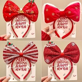 Resim Kızlar için Noel Başlığı - Büyük Kelebek Kurdeleli, Parıldayan Karışık Renkli, Kumaş Olmayan, Noel ve Yeni Yıl Kutlamaları İçin Uygun, 15 Yaş ve Üzeri Gençler ve Yetişkinler İçin Uygun 