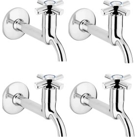 Resim 4lü Artı Aç Kapa 4 Kollu Krom Çevirveli Musluk Duvardan Tek Girişli ( Lisinya ) 