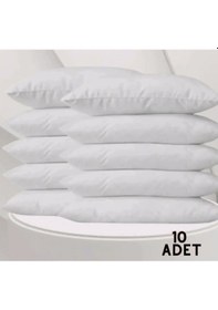 Resim 10'lu Pamuklu Beyaz Fermuarlı 50x70 Cm Iç Yastık Kılıfı 10 Adet 