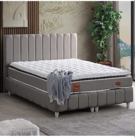 Resim Narva Tek Kişilik Baza Başlık Real Pedli Yatak Seti Gri 90 x 200 