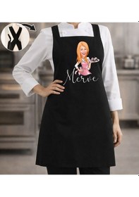 Resim Bk Gift Kişiye Özel Karikatürlü Çapraz Askılı Siyah Mutfak Önlüğü - 11, Aşçı Önlüğü, Şef Önlüğü, Anneye Hediye Kobitmeyencom35921 Bk Gift Renkli 
