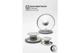 Resim İsmiyle Al Paloma Serisi 2’li Paslanmaz Çelik Lüks Tencere Kapağı Tutucu Seti - 4.5- 5.5 cm Universal 