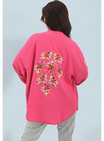 Resim Wpr Kimono Reglan Kol Nakışlı Keten - Fuşya-fuşya Fuşya 