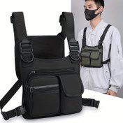 Resim Erkek Taktik Yelek - Hafif, Yansıtıcı Koşu ve Bisiklet Göğüs Çantası, Çoklu Cep, Fermuar Kapatma, Siyah - Unisex Açık Hava Sporları, Yürüyüş, Koşu, Bisiklet, Yürüyüş Ekipmanı, Fonksiyonel Stil, Yansıtıcı Malzeme 