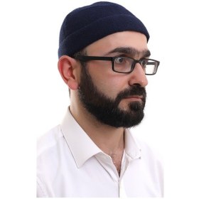 Resim Lacivert Katlamalı Sade Desen Kışlık Orlon Takke Şapka Lacivert 