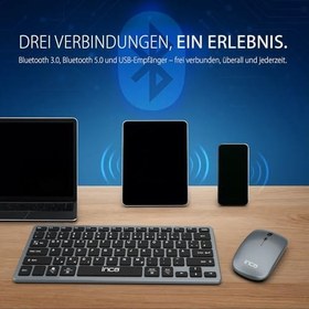 Resim Inca IBK-572 Kablosuz Klavye Mouse Seti - Bluetooth 3.0/5.0 + 2.4G, Şarjlı 180mAh Klavye & 500mAh, Sessiz Tuş, 4D Mouse, 78 Tuş, 10M Menzil, PC, MAC, iOS, Android Uyumlu, Ultra İnce, Hafif 
