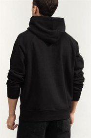 Resim VERSACE JEANS COUTURE Heavy Fleece Not Brushed Kapüşonlu Sweatshirt Siyah, 79GAIP08CF07P 