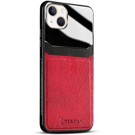 Resim Zebana Apple iPhone 14 Uyumlu Kılıf Lens Deri Kılıf Kırmızı 