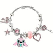 Resim Sevimli Pembe Kalp Şeklinde DIY Boncuk Bileklik, Kız Arkadaşlar, Arkadaşlar, Tatil Hediyeleri, Doğum Günü Hediyeleri İçin Lucky Kolye - Disney Markası, Çinko Alaşımlı, Seksi ve Sevimli Stil, Günlük ve Parti Durumları, Sevgililer Günü, Tüm Mevsimler 