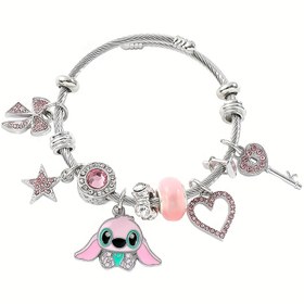 Resim Sevimli Pembe Kalp Şeklinde DIY Boncuk Bileklik, Kız Arkadaşlar, Arkadaşlar, Tatil Hediyeleri, Doğum Günü Hediyeleri İçin Lucky Kolye - Disney Markası, Çinko Alaşımlı, Seksi ve Sevimli Stil, Günlük ve Parti Durumları, Sevgililer Günü, Tüm Mevsimler 