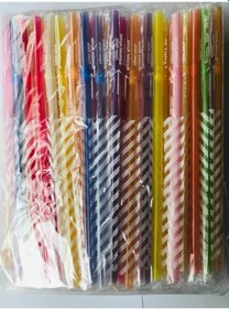 Resim Körüklü Jelatinli Karışık Renkli Pipet 100 Adet Çok Renkli 