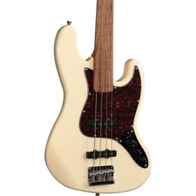 Resim New Orleans NJA300FS Okoume Ağacı Vintage Bej Perdesiz Aktif Elektro Bass Gitar 