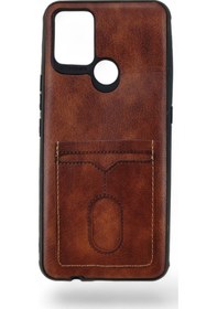 Resim Tecno Pova Uyumlu Deri Görünüm Kartlıklı Kılıf 