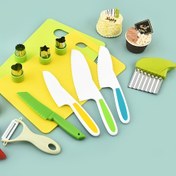 Resim 6'lı/10'lu/11'li/12'li Mutfak ve Yemek Takımı Plastik Bıçak Seti, Sebze Dilimleyici, Patates Kesici, Kavun Dilimleyici, Meyve Atıştırmalık Aletleri, Ekmek ve Pasta DIY Pişirme Araçları 