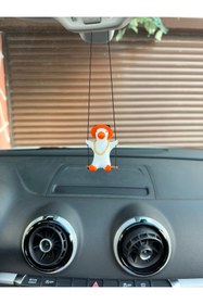 Resim 3dbaydesign Altın Zincirli Sallanan Şapkalı Ördek Yeni Trend Dikiz Ayna Süsü (beyaz Turuncu ) 