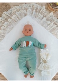Resim Triko Örg Haki Bebek Kundağı Unisex Bebek Dış Kundak Battaniyesi Hastane Çıkışı Kundak Battaniye Ekru 