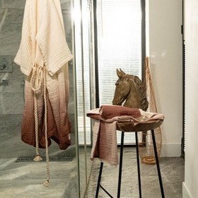 Resim Degrade Geçişli Müslin Peştemal-Peşkir - 80x160 cm / Fındık Kabuğu 