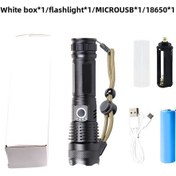 Resim Qingmipy Xhp50 Led El Feneri, Usb Şarjlı, Alüminyum Gövde, Güç Gösterimi, 500m Işık Mesafesi, Zoom Özelliği - Kamp, Av, Ev Güvenliği İçin Dayanıklı 