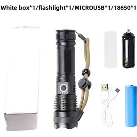 Resim Qingmipy Xhp50 Led El Feneri, Usb Şarjlı, Alüminyum Gövde, Güç Gösterimi, 500m Işık Mesafesi, Zoom Özelliği - Kamp, Av, Ev Güvenliği İçin Dayanıklı 