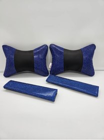 Resim dizaynpark Pırlanta Saks Mavi Taşlı Boyun Yastığı Ve Emniyet Kemer Pedi 