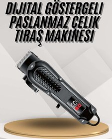 Resim Teknorot Dijital Profesyonel Kablosuz Saç Sakal Tıraş Makinası Sessiz Paslanmaz Çelik 