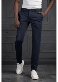 Resim Perpant Beli Lastikli Ve İplikli Likralı Yazlık İnce Paraşüt Kumaş Jogger Pantolon Lacivert 