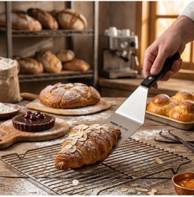 Resim Geniş Kürek Delikli 26 Cm Siyah Servis Ve Kızartma Süzgeç Spatulası Diğer 