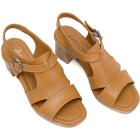 Resim Elit Koc22-02 Kadın Hakiki Deri Topuklu Sandalet Taba Taba 