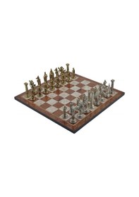 Resim Gifthome Metal Satranç Takımı Büyük İngiliz Parlak Taş Ve Mocha Desenli Satranç Tahtası 