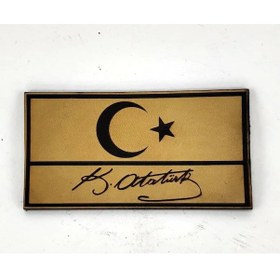 Resim Bayrak Kemal Atatürk İmzalı Deri Peç - Arma - Askeri Patch Çok Renkli 