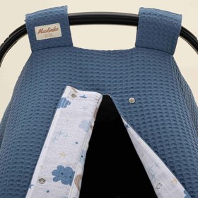 Resim Puset Örtüsü - Çift Taraflı - Koyu İndigo Petek - Mavi Bulut 