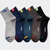 Resim 5/10 Çift Erkek Moda Crew Çoraplar Renkli Elastik Ayak Ucu Kapları & Harf Tasarımı - Nefes Alabilen Örme Kumaş, Günlük ve Spor Kullanım için Çeşitli Renkler, Yenilikçi Çoraplar, Günlük Konfor, Rahat Kalıp, Yumuşak Malzeme, Aktif Yaşam Tarzı 