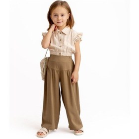 Resim Oliven The Kid Korsajlı Büzgülü Keten Kız Çocuk Pantolon Caramel Caramel Kahverengi 